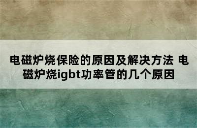 电磁炉烧保险的原因及解决方法 电磁炉烧igbt功率管的几个原因